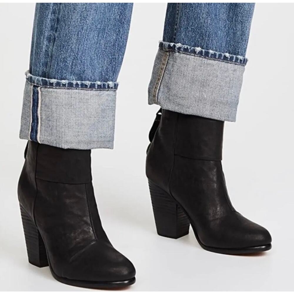 Rag & Bone Newbury Haircalf Ankle Boots Navy Black Size 38 / 8 - Picture 2 of 9